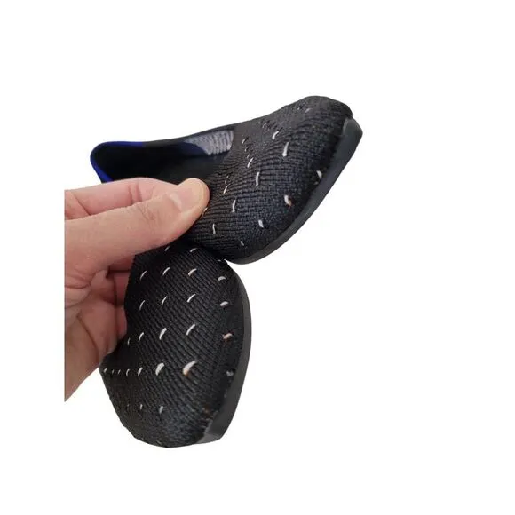Rothy's The Point Ivory Dot Womens 5 Black Polka Dot Knit Ballet Flats Shoes