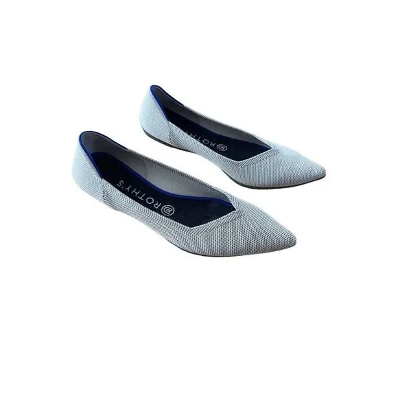 Rothy's Womens Gray The Point Flats Cloud Pointed Birdseye Ballet Shoes Size 7.5