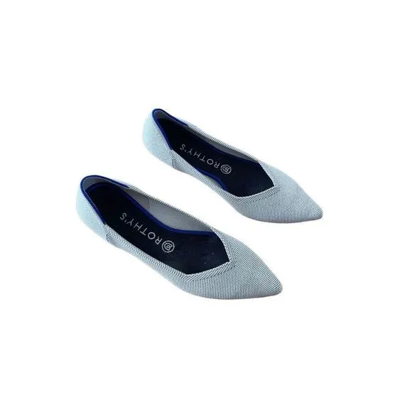 Rothy's Womens Gray The Point Flats Cloud Pointed Birdseye Ballet Shoes Size 7.5