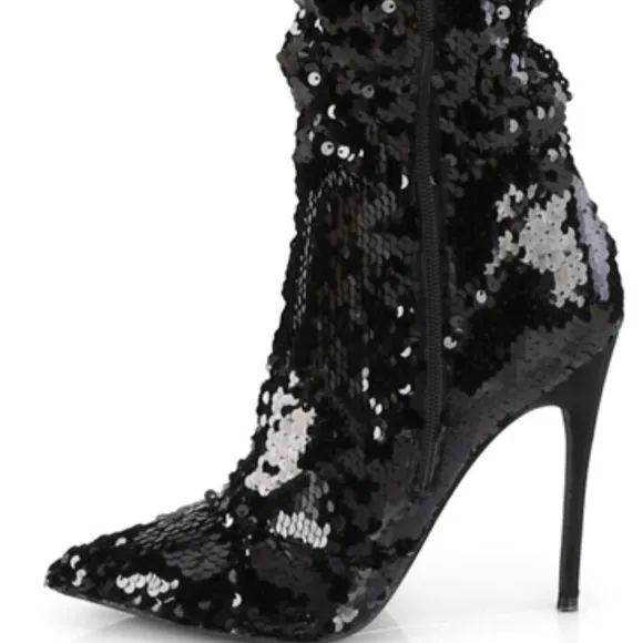 Ruched Sequins High Heel Over the Knee Boots