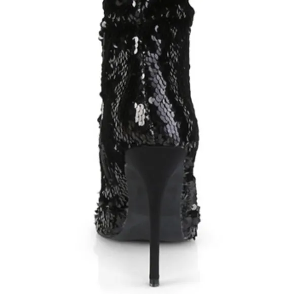 Ruched Sequins High Heel Over the Knee Boots