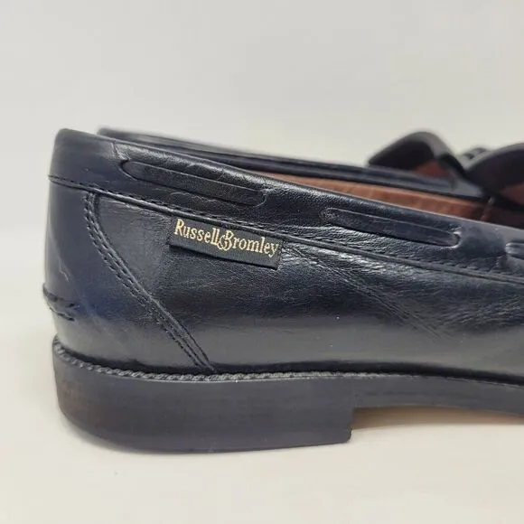 Russell &amp; Bromley Shoes Men EU41 US7.5 Black Leather Tassel Loafers Kiltie Italy