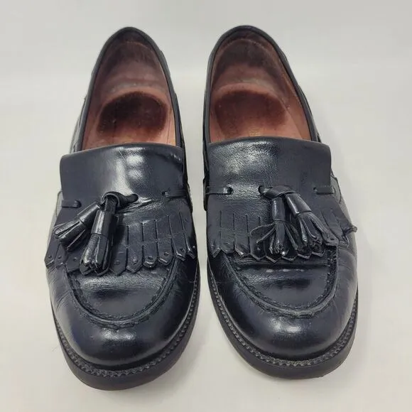 Russell &amp; Bromley Shoes Men EU41 US7.5 Black Leather Tassel Loafers Kiltie Italy