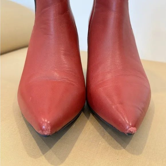 SAINT ELLIANA RUST LEATHERSCULPTED HEEL CHELSEA‎ BOOTS Size 8