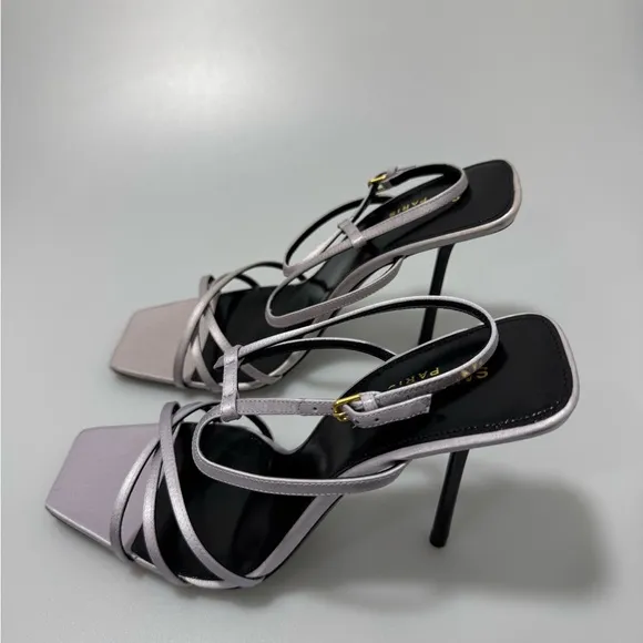 Saint Laurent Nuit Sandals Velvet Grey Women’s Size EU 39.5/US 9.5