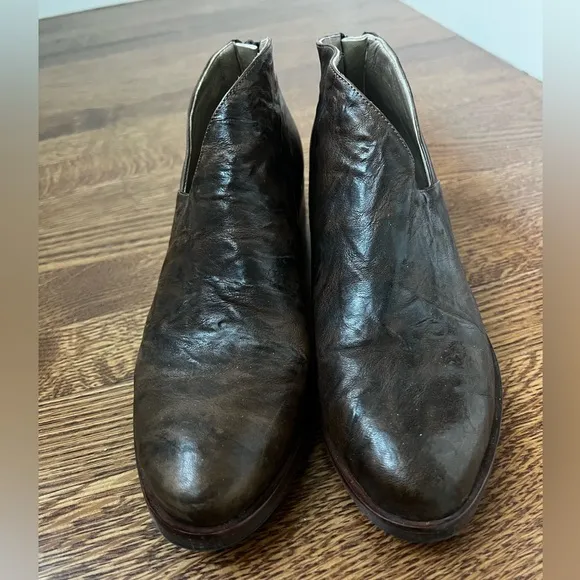SALPY Leather Ankle Boots Booties Western Textured Brown USA Heels Cowboy 8