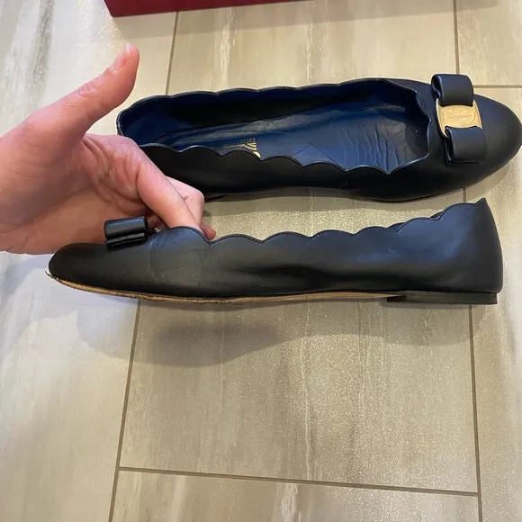 Salvatore Ferragamo Black Ballet Flats