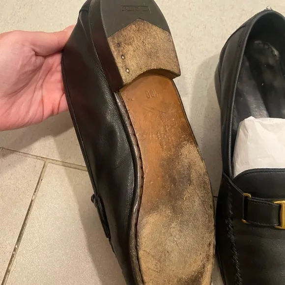 Salvatore Ferragamo Black Leather Loafers for Men