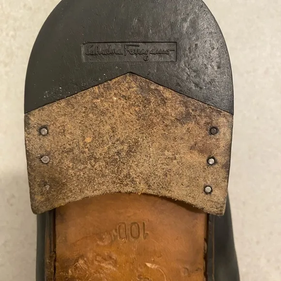 Salvatore Ferragamo Black Leather Loafers for Men