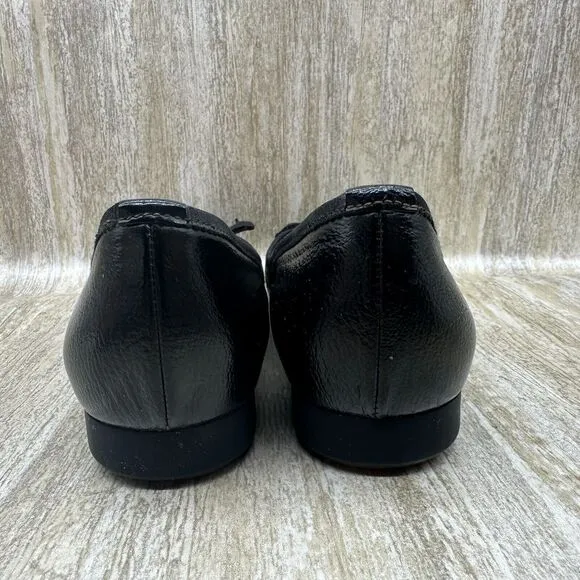 Salvatore Ferragamo Black Patent Leather Ballet Flats Womens 7 Ribbon‎ Bow Shoes