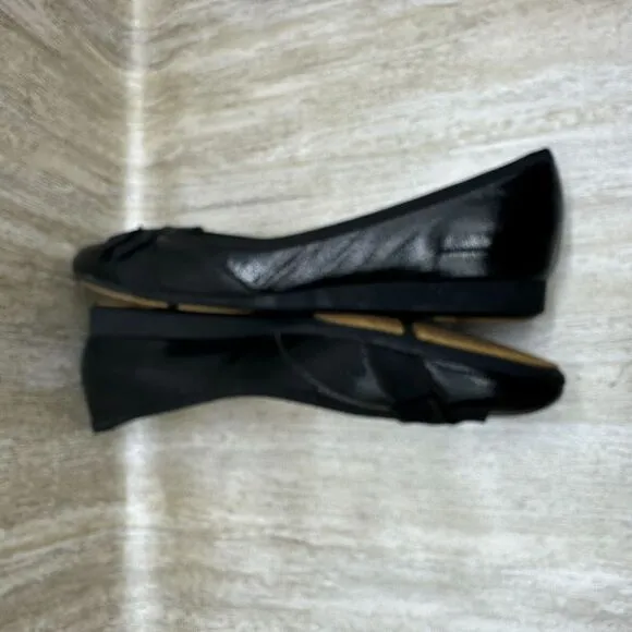 Salvatore Ferragamo Black Patent Leather Ballet Flats Womens 7 Ribbon‎ Bow Shoes