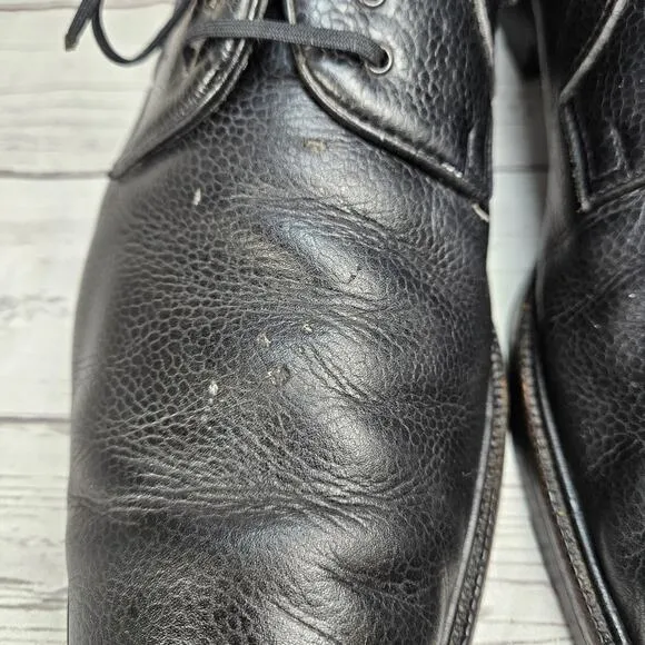 Salvatore Ferragamo Black Pebbled Grain Oxford Size 13 Made in Italy Dress Shoes