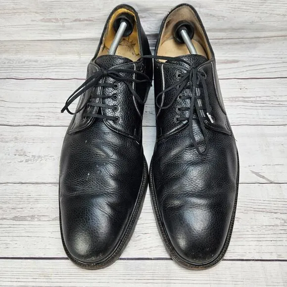 Salvatore Ferragamo Black Pebbled Grain Oxford Size 13 Made in Italy Dress Shoes