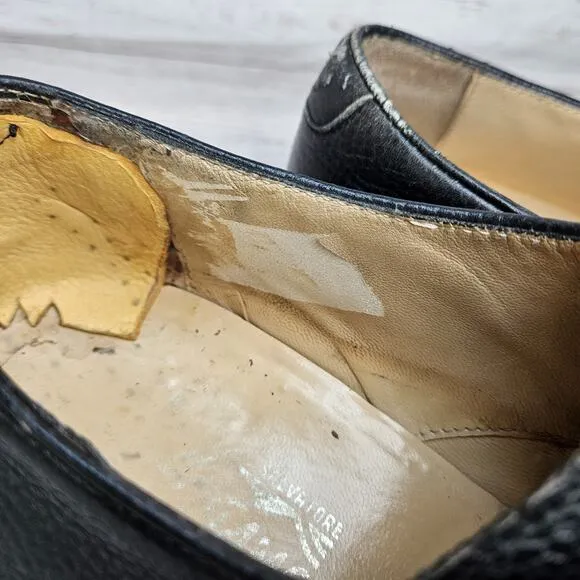 Salvatore Ferragamo Black Pebbled Grain Oxford Size 13 Made in Italy Dress Shoes