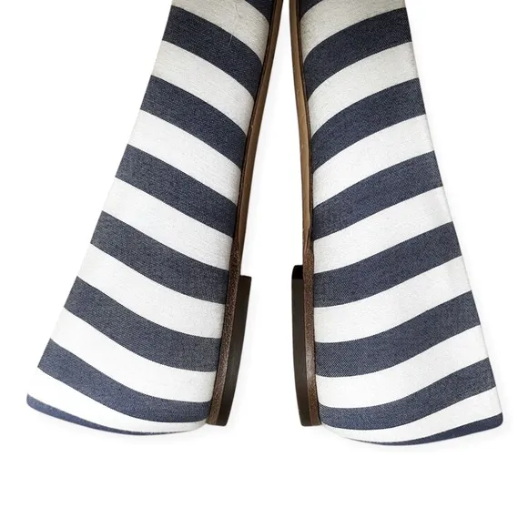 Salvatore Ferragamo Blue White Nautical Varina Ballet Shoe, Sz 6 C