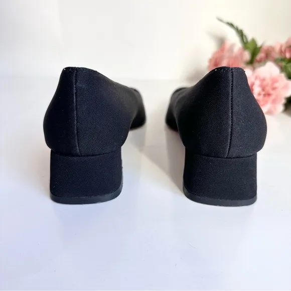 Salvatore Ferragamo Boutique TOY Black Nero Fabric Block Heel Classic Pumps