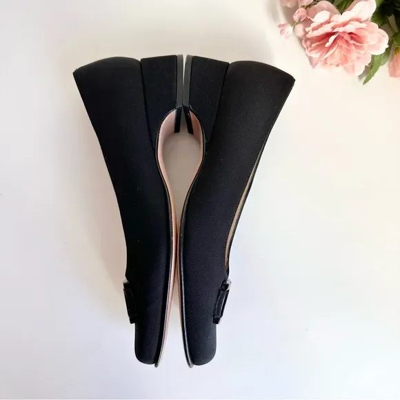 Salvatore Ferragamo Boutique TOY Black Nero Fabric Block Heel Classic Pumps