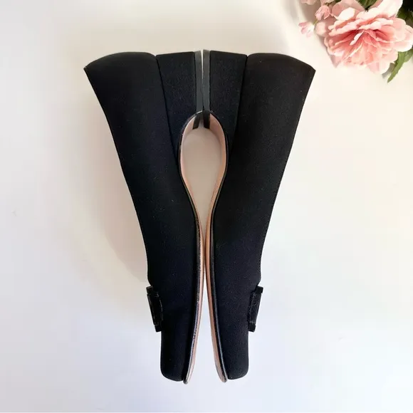 Salvatore Ferragamo Boutique TOY Black Nero Fabric Block Heel Classic Pumps