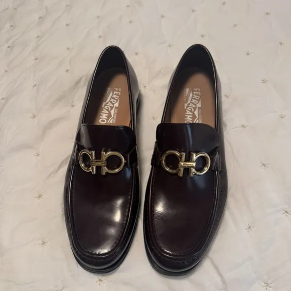 Salvatore Ferragamo Brown Loafers with Gancini Hardware