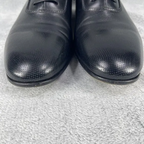 Salvatore Ferragamo Dress Shoes Mens Size 10 Farnese Textured Black Oxfords