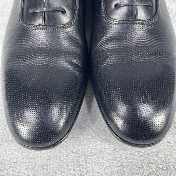 Salvatore Ferragamo Dress Shoes Mens Size 10 Farnese Textured Black Oxfords