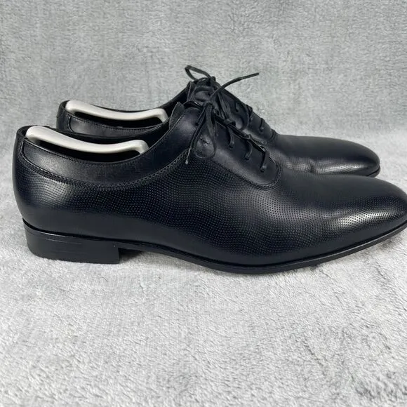 Salvatore Ferragamo Dress Shoes Mens Size 10 Farnese Textured Black Oxfords