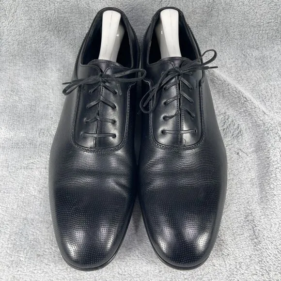 Salvatore Ferragamo Dress Shoes Mens Size 10 Farnese Textured Black Oxfords