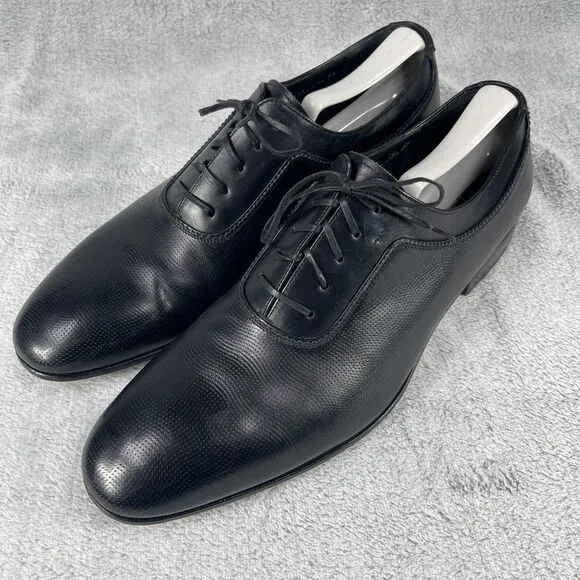 Salvatore Ferragamo Dress Shoes Mens Size 10 Farnese Textured Black Oxfords