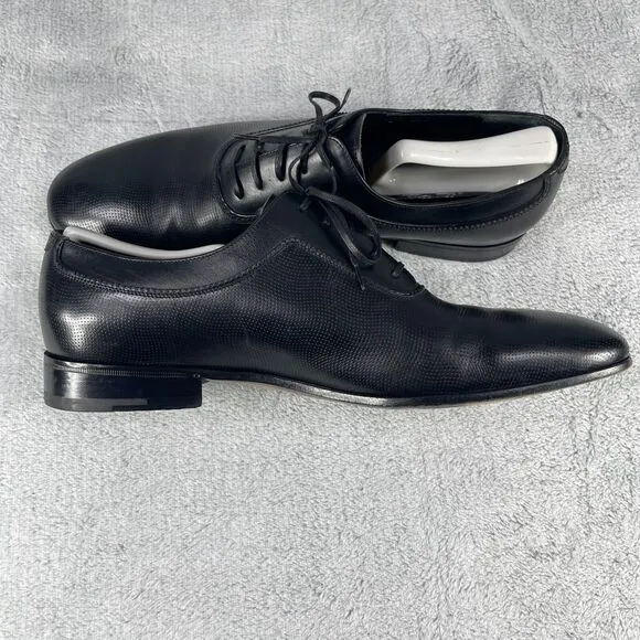 Salvatore Ferragamo Dress Shoes Mens Size 10 Farnese Textured Black Oxfords