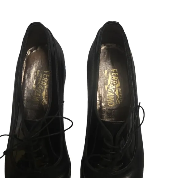 Salvatore Ferragamo Firenze Black Leather Cap Toe Oxford Dress Shoes Mens 9.5D