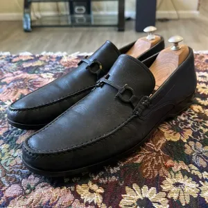 Salvatore Ferragamo Gancini Horse Bit Men’s Black Leather Loafers Size 11.5 D