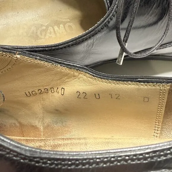 Salvatore Ferragamo Men’s Size 12 D Black Wingtip Oxford Dress Shoes Leather