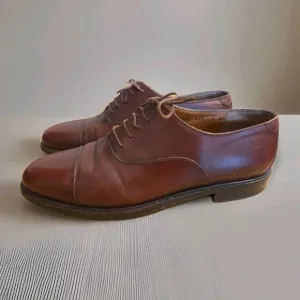 Salvatore Ferragamo Torre VINTAGE mens shoes EUC TAN CALF MADE IN ITALY Sz 8 2E