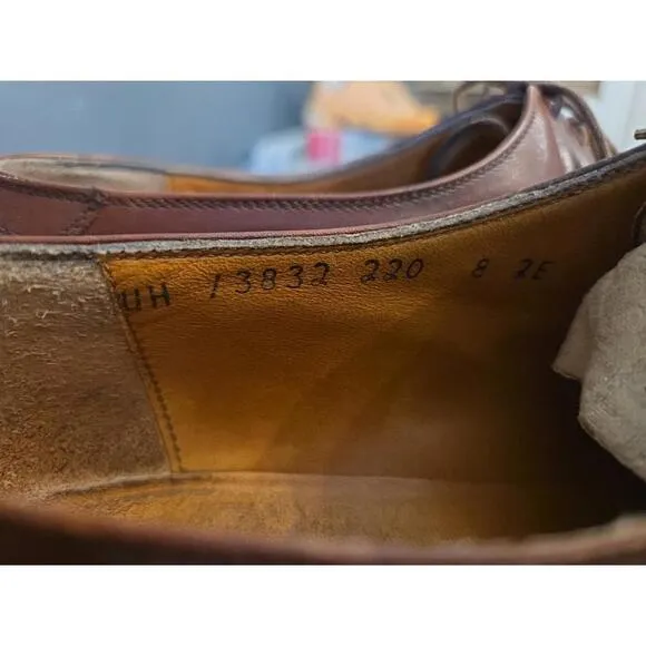 Salvatore Ferragamo Torre VINTAGE mens shoes EUC TAN CALF MADE IN ITALY Sz 8 2E