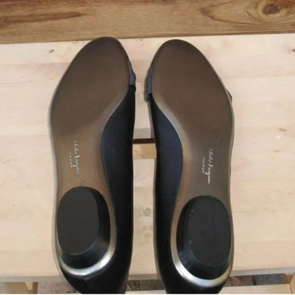 Salvatore Ferragamo Womens 8 Black Ballet Flats Shoes
