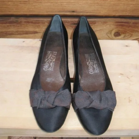 Salvatore Ferragamo Womens 8 Black Ballet Flats Shoes
