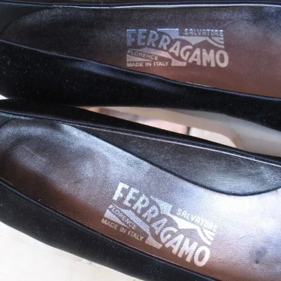 Salvatore Ferragamo Womens 8 Black Ballet Flats Shoes