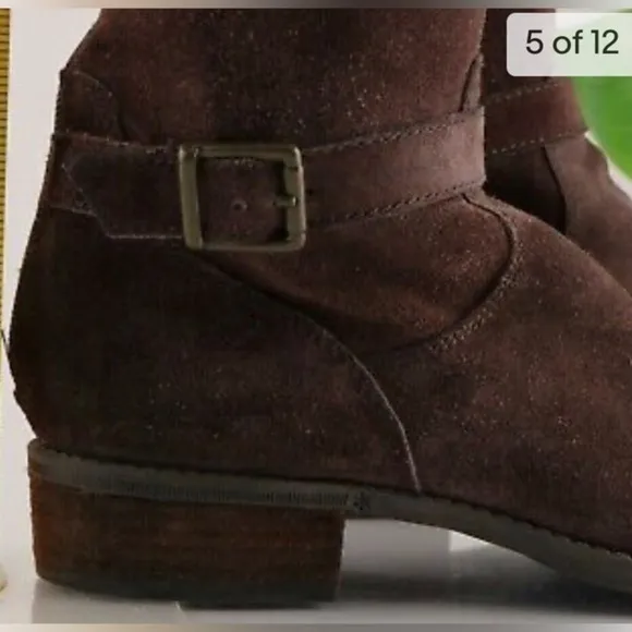 Sam Edelman 8 Painter Dark brown Soft Suede tall riding boots low heel Size 6.5