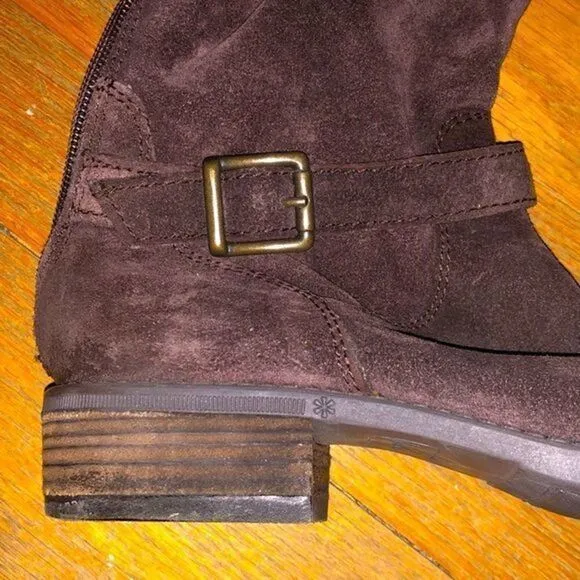 Sam Edelman 8 Painter Dark brown Soft Suede tall riding boots low heel Size 6.5