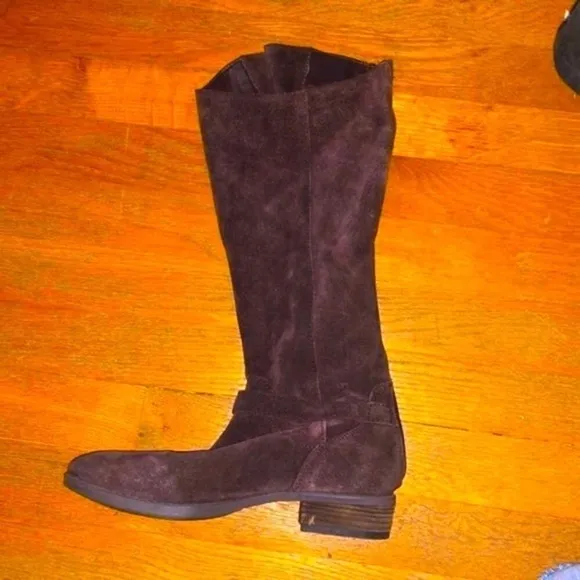 Sam Edelman 8 Painter Dark brown Soft Suede tall riding boots low heel Size 6.5