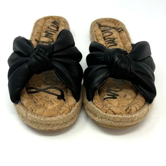 Sam Edelman Abbene Leather Slip on Espadrille Slide Sandals