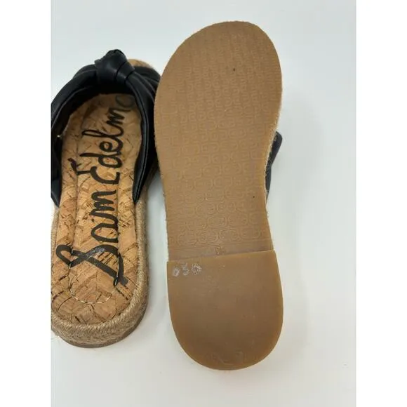 Sam Edelman Abbene Leather Slip on Espadrille Slide Sandals