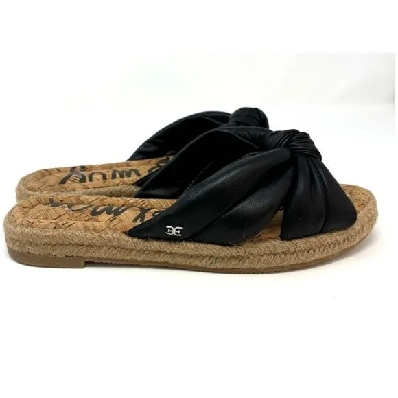 Sam Edelman Abbene Leather Slip on Espadrille Slide Sandals