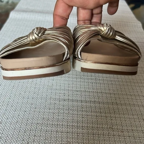 Sam Edelman Adriel Top Knotted Heeled gold platform sandals size6.5