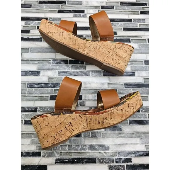 Sam Edelman Alissa Saddle Leather Women's Platform Wedge Sandals Size 9