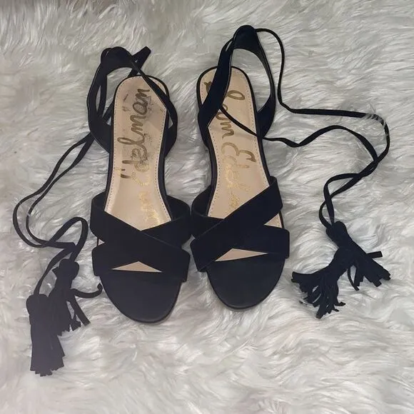 Sam Edelman Black Lace Up Jenna Sandals