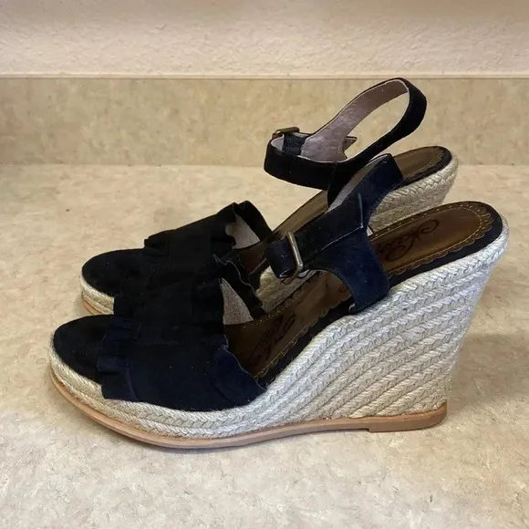 Sam Edelman Black Wedge Sandals