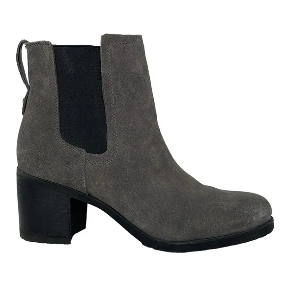 Sam Edelman Boots Women's 10 Grey Suede Leather Ankle Booties Block Heel Shoes