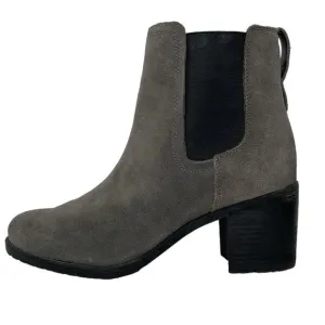 Sam Edelman Boots Women's 10 Grey Suede Leather Ankle Booties Block Heel Shoes