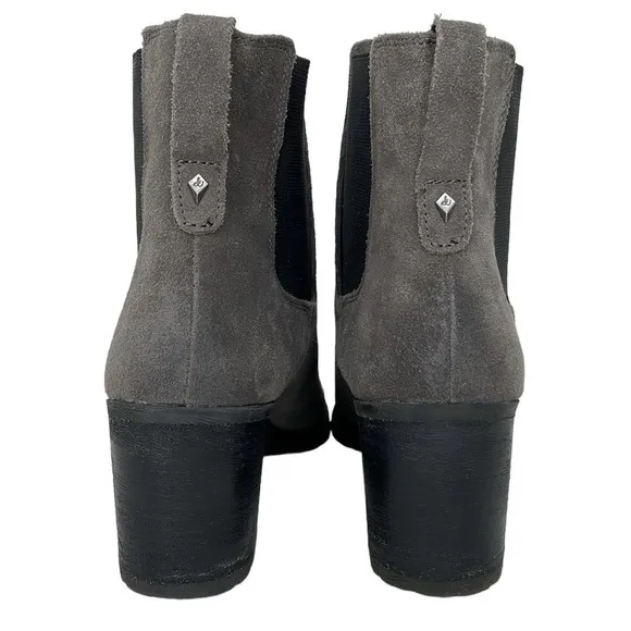 Sam Edelman Boots Women's 10 Grey Suede Leather Ankle Booties Block Heel Shoes